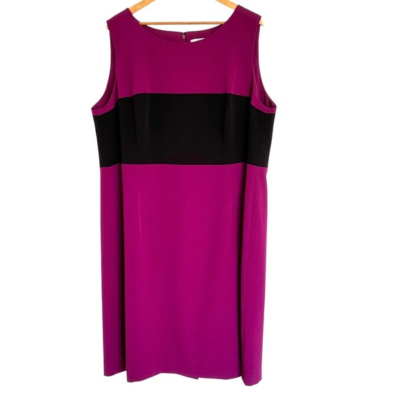 Kasper Dress Women's Size 22W Sleeveless Color Block Sheath Midi Zipper - Picture 1 of 8